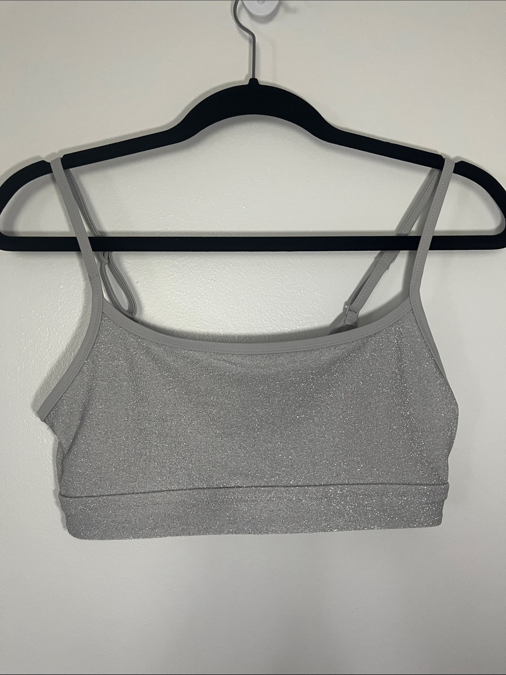 NWT Aerie Silver Sparkle Glitter Scoop Neck Bralette Crop Top
